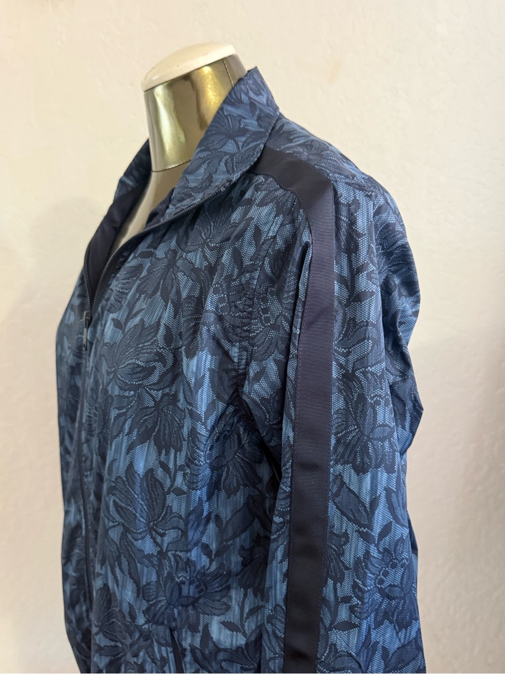 Athleta Blue Floral Rain Jacket